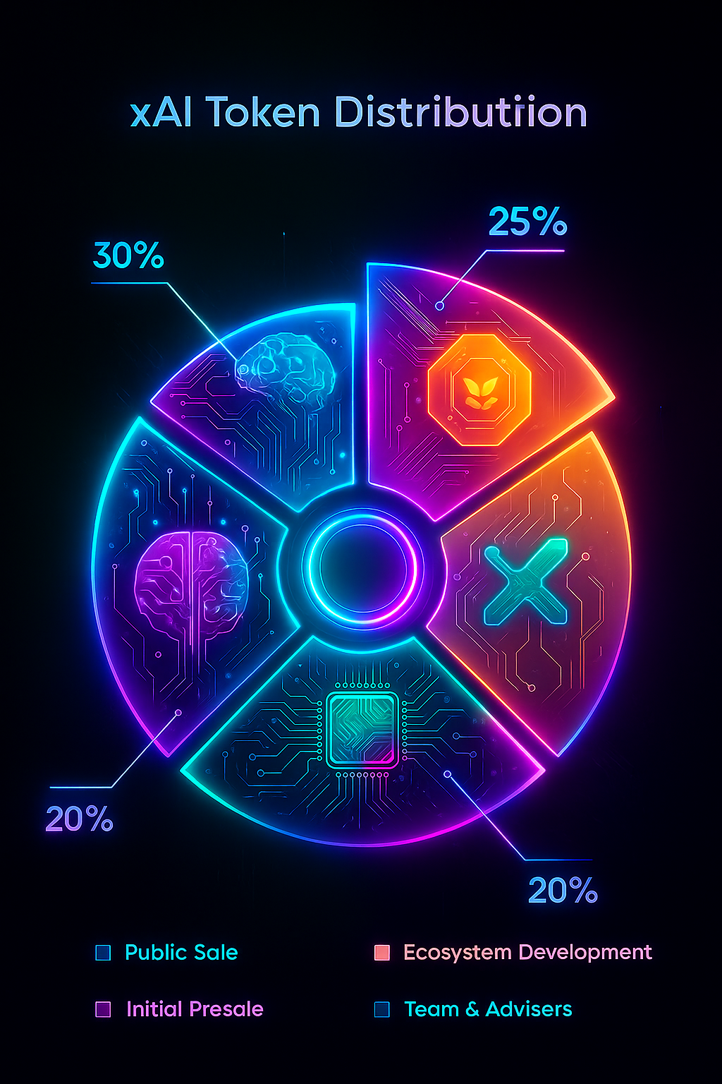Pie chart of XA46G token distribution